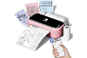 Phomemo Portable Printer,M03 80mm Mini Sticker Printer,Bluetooth Label Maker,Instant Phone Photo Printer,Compatible with Android & iOS, Labels,Study,Photos,Scrapbooking-Pink
