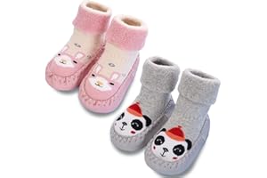 STOLPYZH Baby Warm First Walking Shoes Slippers Socks Shoes Girls Boys Anti Slip Soft Newborn 2 Pairs