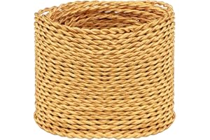 10 Meters / 32.8FT Brass Braided Cable, Helunsi 3 Core Electrical Cable, Vintage Braided Flex Cable Twisted Fabric Electrical Wire for DIY Industrial Pendant Lights or Other Appliances - Brass