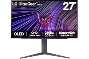 LG Ultragear OLED Gaming Monitor 27GS93QE, 27 Inch, 1440p, 240Hz, 0.03ms, OLED Display, HDR 10, NVIDIA G-Sync Compatible & AMD FreeSync, Smart Energy Saving, DisplayPort, HDMI