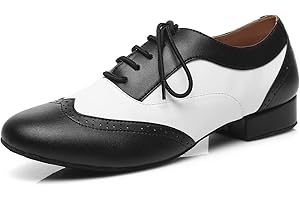MINITOO Scarpe da ballo standard uomo in pelle classica L421 Nero Bianco 4 5 cm Tacco EU