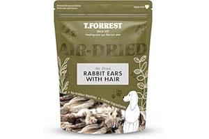 T. FORREST T.Forrest Air-Dried Rabbit Ears for Dogs 200g - High Protein, Hypoallergenic, Grain-Free Chews for Healthy Teeth & Happy Tummies