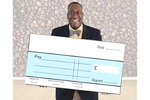 CHICBANNERS Blank Paper Presentation Charity Large Cheque Check 60cm x 30cm for Photoshoots Gloss Laminated use with Write and Wipe Pen C3