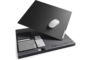 Wallhack SP-004 Glass Gaming MousePad - Professional Esport Mouse Mat w/Specialty Surface for Top Speed and Control, Large Tempered Glasspad with Full Silicone Base - Black, XL 49 cm x 43 cm