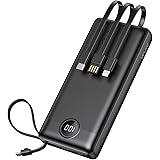Portable Phone Charger with Built in Cables,VRURC 20000mAh USB C Power Bank PD & QC 22.5W Fast Charging Battery Charger,4 Out