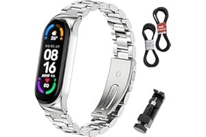 BDIG bransoletka kompatybilna z Xiaomi Mi 5 Mi 4, metalowa bransoletka Mi 6, wodoszczelna, stal nierdzewna, wymienna bransoletka do zegarka Xiaomi Mi Smart 5/6, srebrna