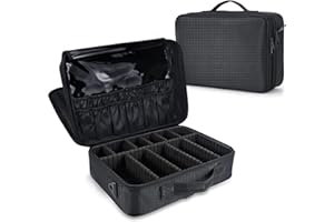 Neceser Maquillaje Portátil, Unipampa Bolsa de Maquillaje Cosméticos, Neceser de Viaje, Maleta de Makeup Profesional, Beauty Case de Viaje, Estuche de Maquillaje Impermeable con Divisores Ajustables