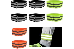 Maxentico 8 Stück Hosenklammer Fahrrad, Reflektorband Elastisch, Hosenschutz Fahrrad mit Reflektorstreifen, Running Sicherheitsband, Reflektierende Bänder, Reflektoren Armbänder für Radfahren Joggen