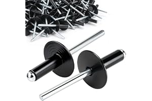 TXXATX 100 st popnitar stor fläns, 4,8 x 19 mm popnitar aluminium, nitar för metall, svart kupol huvud persienn nit för träbearbetning möbelark metall bil mekanisk utrustning industri