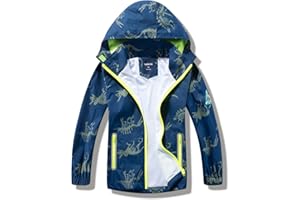 HZXVic – Imperméable pour enfant – Veste coupe vent pour garçon – Combinaison de pluie avec capuche – Motif dinosaure Bleu - 2-7 ans
