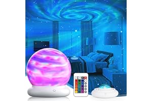 HODANS Northern Lights Planet Projector Light Detachable lampshade, 16 Colors Lighting Galaxy Projector Sensory Lights, Planet Light for Kids, Dynamic Atmosphere Lighting, Best Gifts for Christmas (White)