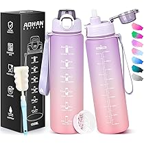 Gourde Enfant HoneyHolly 500 Ml - Étanche, Avec échelle De Temps Et Slogans Motivants, Dragonne, Ouverture Large, Réutilisable
