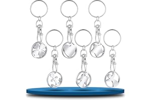 ACIELANNA Jeton de Caddie Amovible Comme Porte-clés, 6 Pièces Porte-Clés en Métal pour Chariot de Courses, Porte Clef en Métal avec Mousqueton et Puce pour Caddie