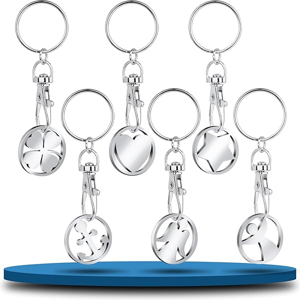 Porte-clés Jeton De Chariot En Acier Inoxydable - Lot De 2, Coloré, Pour Supermarché, Courses, Compact