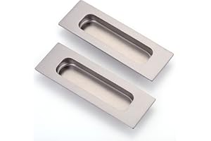 LPRAER 2 Pack Sliding Door Handle 4.75" Recessed Flush Finger Pull Brushed Nickel Stainless Steel Cabinet Drawer Knob for Kitchen Cupboard Wardrobe Dresser Barn Door Closet