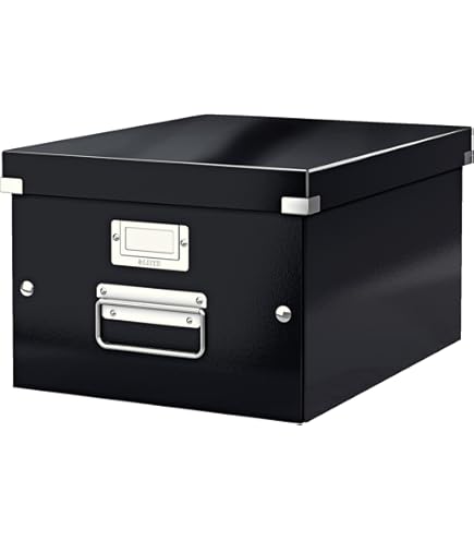 Ideen mit Herz Opbergdozen | Set van 3 | Opbergbox met deksel | opvouwbaar | uit karton & metaal | 16 liter | elk 40,5 cm x 28 cm x 14,5 cm (zwart
