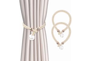 ‎AULEEP AULEEP Perle Vorhang Raffhalter, 2 Stück Einstellbar Raffhalter für Vorhänge, Vorhang Zugband Vorhang Halter Vorhanghalter Gardinen Halterung für Zuhause, Büro, Fenster Dekorativ (Weiß)