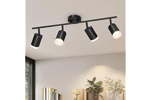 VEKIDOT Faretti LED da Soffitto Nero Orientabili 4 Luci - Faretti LED Interno GU10 - Lampadario Soffitto per Camera da Letto Soggiorno - Lampadina Non Inclusa