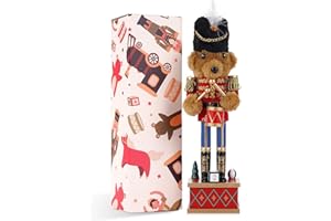 ‎VORFOR VorFor Nussknacker Figur Puppe,28cm Nussknacker,Weihnachtsdeko Holz,Deko (Trommelmann Bär), Freunde Und Freunde