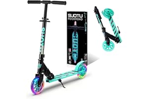 SUOTU Patinete Niño con Grandes Ruedas Iluminadas de 14,5 cm, Scooter para Niños de 3 a 12 Años, Plegable, Volante Ajustable Altura, Aluminio