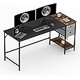 FitStand 160 x 60 x 75 cm computer desk, desk with storage compartments, PC desk with drawers, work desk for office, living room, home