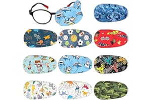 YAYNO 10 Pièces Cache Oeil Enfant Cache Oeil pour Lunettes Eyepatch Réutilisable en Dessin Animé Patchs Colorés pour Les Yeux des Enfants pour Amblyopie et Strabisme pour Droit et Gauche
