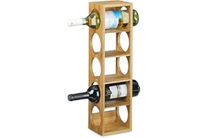 Relaxdays Étagère à vin en bambou 12 x 14 x 53 cm 5 emplacements range-bouteilles 5 étages casier à vin en bois porte-bouteilles 5 niveaux horizontal, nature, Marron