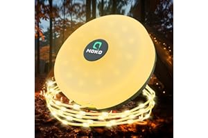 MoKo Camping Lichterkette Aufrollbar, 3-in-1 Tragbare Wiederaufladbare LED Lichterkette mit 8 Beleuchtungsmodi, wasserdichte Campinglampe Taschenlampe für Zelt Camping Hof Dekoration (10M)