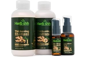 Herbishh Thickening Shampoo and Conditioner | Hair Growth Protector | Stimulating Essence Oil | Prevents Premature Hair Loss (4in1)