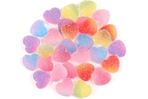 iSuperb 60pcs Slime Kit Caramelle Dolci in Resina Slime Charms Ornaments Resina Cabochon fai da te Decorazioni Slime Cuori Mini Candy Resin Molds Colori Caramelle (Forma di cuore)