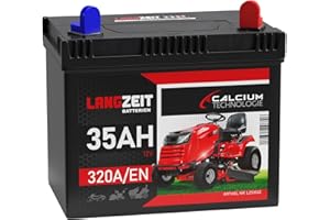 LANGZEIT BATTERIEN Langzeit Rasentraktor Batterie 12V 35Ah Starterbatterie Aufsitzmäher Rasenmäher Plus Pol RECHTS statt 26Ah 30Ah 32Ah