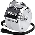 KTRIO Stainless Steel Mechanical Number Count 4 Digit Hand Tally Pitch Clicker Palm Counter for Row, People, Golf, Lap and Knitting (Silver)