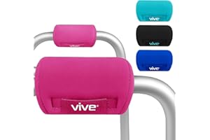 Vive Crutches Handle Pads - Hand Grips for Walkers, Zimmers - Crutch Padded Covers - Soft Cushion Padding Medical for Folding Rolling Wheelchair, Rollator Handle, Senior, Elderly Grippers (Pink)