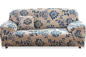 Teynewer Sofa Cover 3 Seater Stretch Universal Sofa Slipcover 1 Piece Spandex Loveseat Couch Cover Washable Elastic Fabric Furniture Protector with 1 Cushion Covers (3 Seater, #Provence)