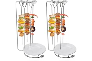 Eivdru Rastrelliera da appendere per kebab in acciaio inossidabile, supporto verticale per spiedini per barbecue, bastoncini riutilizzabili per grigliare carne e barbecue (2 set)