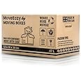 MoveEazy Cardboard Moving Boxes Pack of 5 Large Box Strong House Packing Storage Removal with Carry Handles 52cm x 30cm x 30cm (47 Litres)