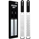 Deiss PRO Zesteur D'Agrumes & Râpe à Fromage Manuelle Premium - Parmesan, Citron, Gingembre, Ail, Muscade, Chocolat - Lame Acier Inoxydable Tranchante, Lave-vaisselle
