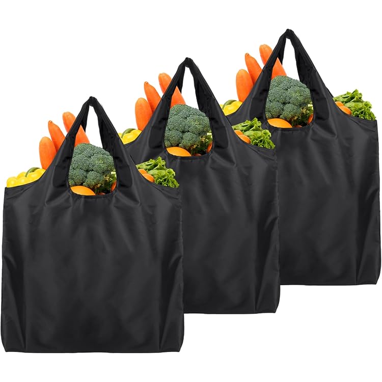 TSHAOUN Lot De 2 Sacs Réutilisables Shopping - 32x38x25cm - Gris - Léger Et Solide (30kg)