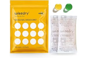 wisedry 50 Grammes[4 Paquets] Déshydratant de Paquets de Gel de Silice réutilisable avec Micro Onde réactivé Rapidement en 2 Minutes absorbeur d humidite Rechargeable