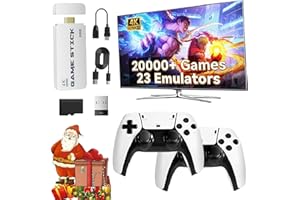 LOCVMIKY Retro Konsole, Game Stick Spielekonsole mit 20.000+ Klassikern, Retrolink 2 Wireless Controller Plug & Play, Geschenk für Familien (128G)