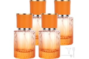 Segbeauty Atomizzatore Profumo, 4 Pezzi 30ml Portaprofumo da Viaggio Ricaricabile, Boccette Profumi Vuoti, Vaporizzatore Profumo Vetro, Nebulizzatore Profumo (Gradiente Arancione)