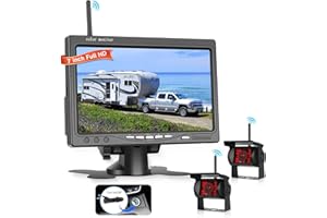 Wireless Reversing Camera Kit, Hodozzy Backup Camera with 7 Inch 1080P IPS Monitor 2 Cameras, Support DIY Parking Line BSD Image Flip IR Night Vision Waterproof Rear View Camera