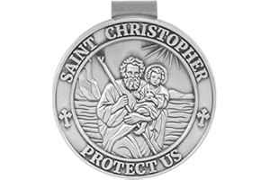 Penitue Christophorus-Medaille fürs Auto, Zinklegierung Christophorus-Medaille Sonnenblenden-Clip Geschenke Fahranfänger Sonnenblenden-Clip Auto für Freunde und Familie