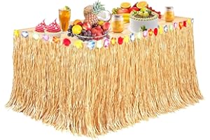 thirei Hawaii Tischröcke, 275 x 60cm Hawaii Party Dekoration mit Mehrfarbe Blumen, für Partys, Feiertage und Zusammenkünfte im Freien, Gold