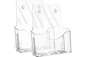 Yarlung 2 Pack Acrylic Brochure Holder, 21.5 x 27.9cm Clear Booklet Display Stand for Desk or Wall Mount, Plastic Countertop Organizer for Menu, Pamphlet, Literature, Document, Magazine, Journals