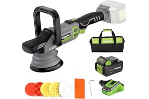 WORKPRO Lucidatrice per Auto 20V, Lucidatrice Orbitale a Doppia Azione, 7 Velocità (2000-5000 Giri/Min), Impugnatura a D Rimovibile, con Borsa, per Lucidare Auto, Pavimenti, Piastrelle, Mobili