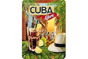 Nostalgic-Art Cartel de Chapa Retro Cuba Libre – Idea de Regalo como Accesorio de Bar, metálico, Diseño Vintage para decoración Pared, 15x20x0.2 cm
