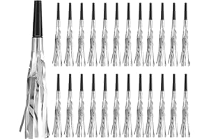IHLOOTD Rumore per Feste, 24 PCS Soffiatori per Feste di Metallo con Frange Glitterate Soffiatori Musicali per bambini e adulti, Noisemakers per Bambini Compleanno Baby Shower Natale Capodanno (Argento)