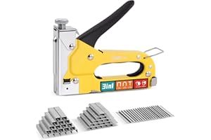 Sharp-tec 3-in-1 Staple Gun, Upholstery Staple Gun Kit with 3000 Staples, Staplers & Tackers with Quick-Jam Release for Wood, Cardboard, Crafts, DIY, Cable, Carpet (Yellow)