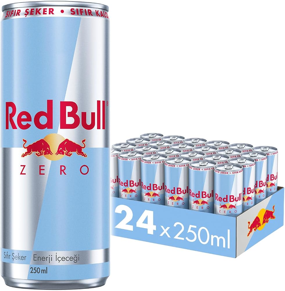 Red Bull Enerji İçeceği Zero, Sıfır Şeker, 250 ML x 24 Adet, Enerji, Kutu